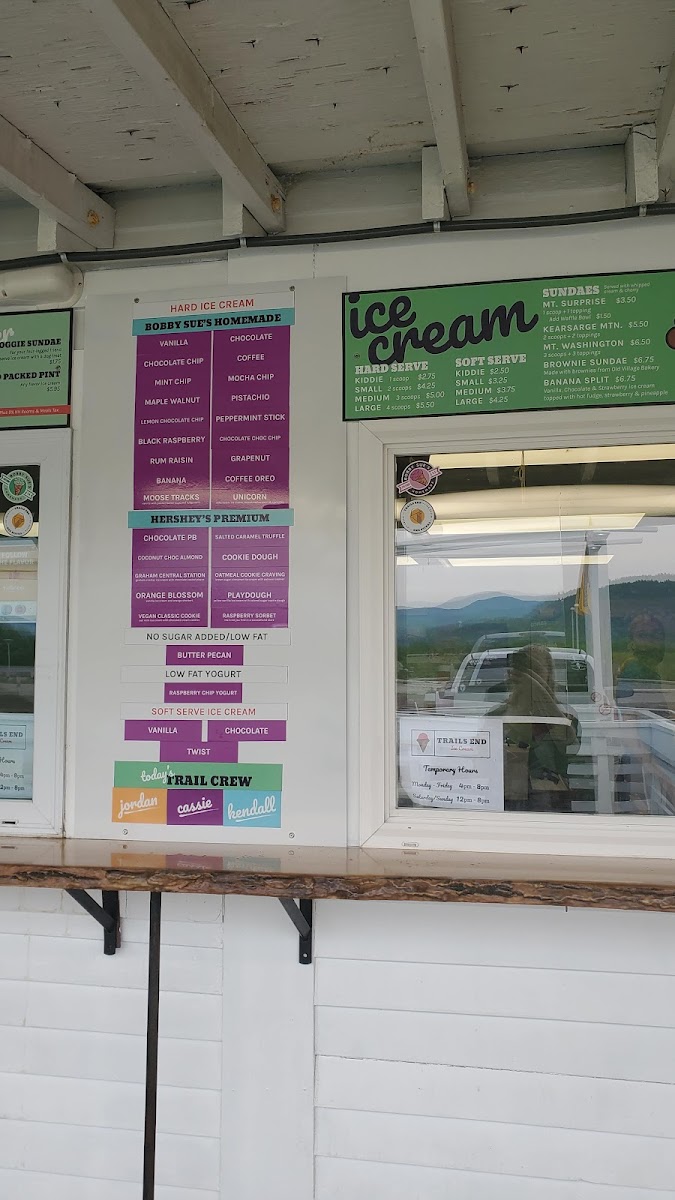 Menu Trails End Ice Cream Shop - Intervale Scenic Vista-5
