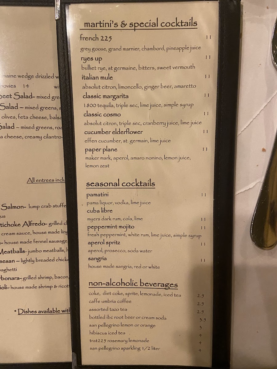 Menu Trattoria 225-3