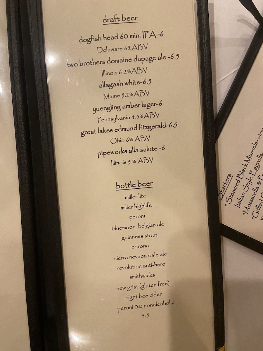 Menu Trattoria 225-5