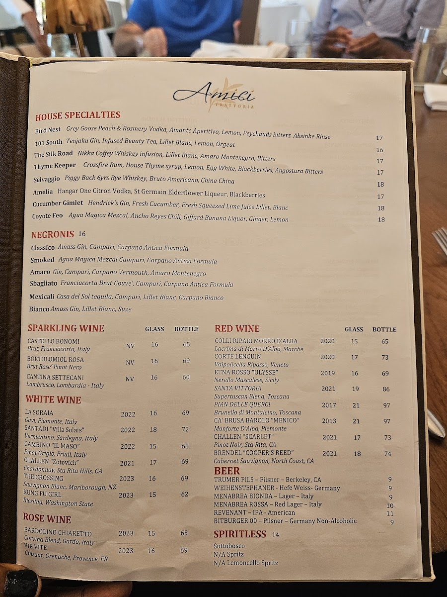 Menu Trattoria Amici At The Americana At Brand-2