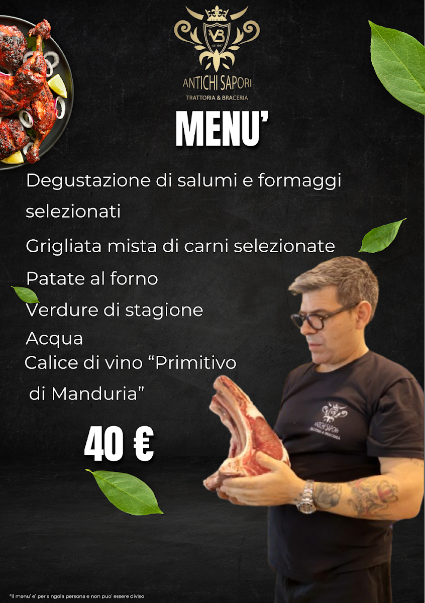 Menu Trattoria Braceria Antichi Sapori 1947-2