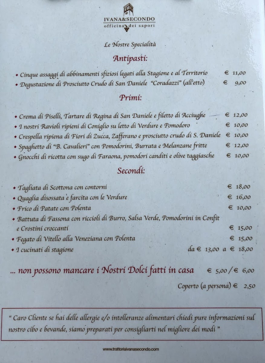 Menu Trattoria Da Ivana & Secondo-2