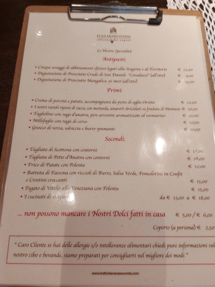 Menu Trattoria Da Ivana & Secondo-4