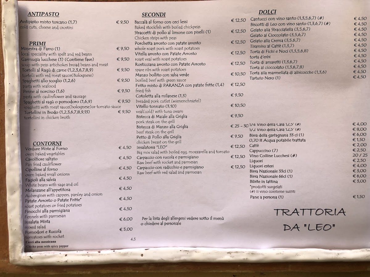 Menu Trattoria Da Leo-2