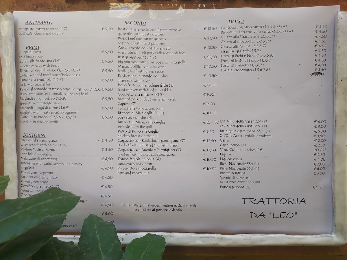 Menu Trattoria Da Leo-5