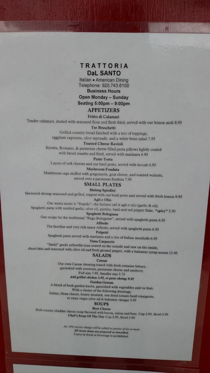 Menu Trattoria Dal Santo-1