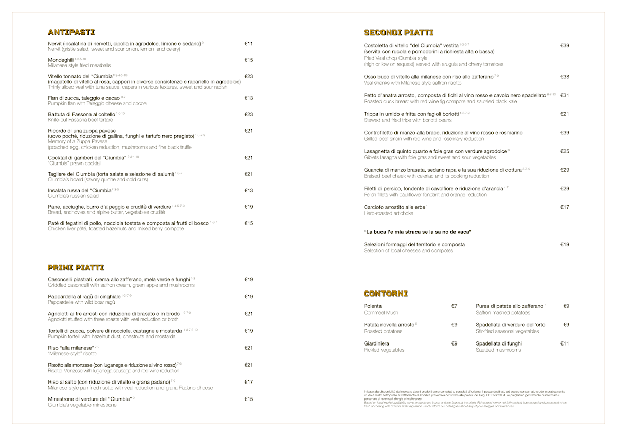 Menu Trattoria Del Ciumbia-1