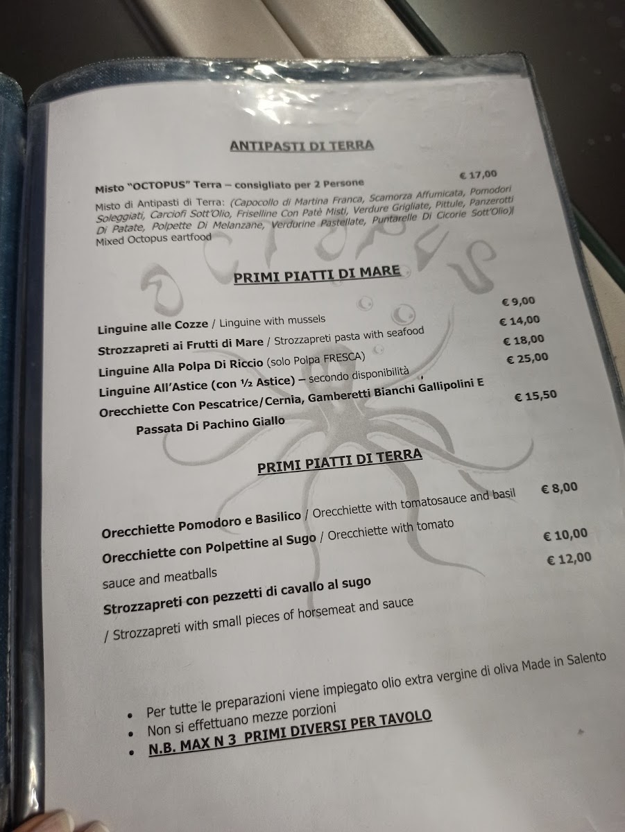 Menu Trattoria Octopus ....dal 2003, Il Sapore Del Mare!!!-4