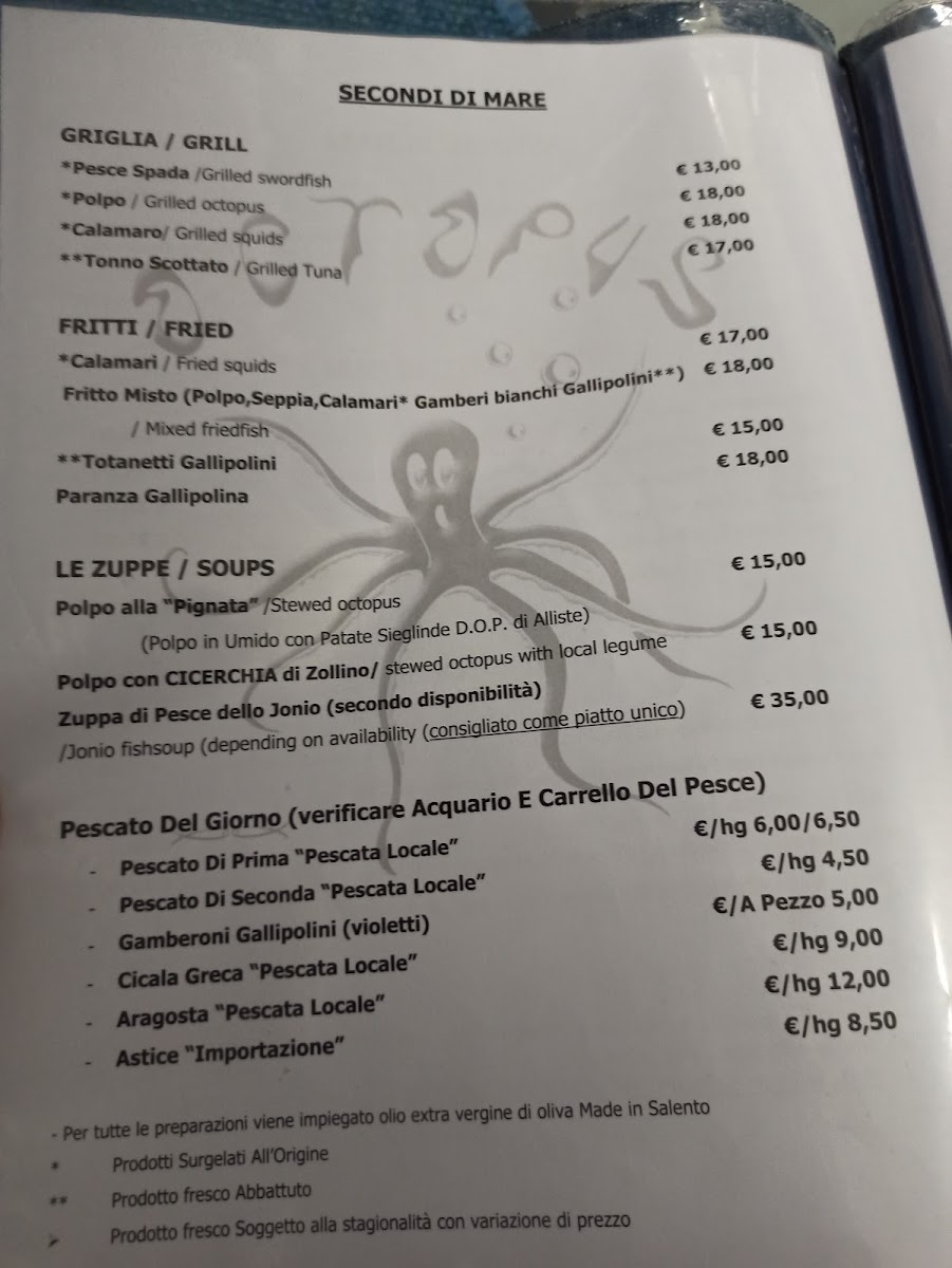 Menu Trattoria Octopus ....dal 2003, Il Sapore Del Mare!!!-5