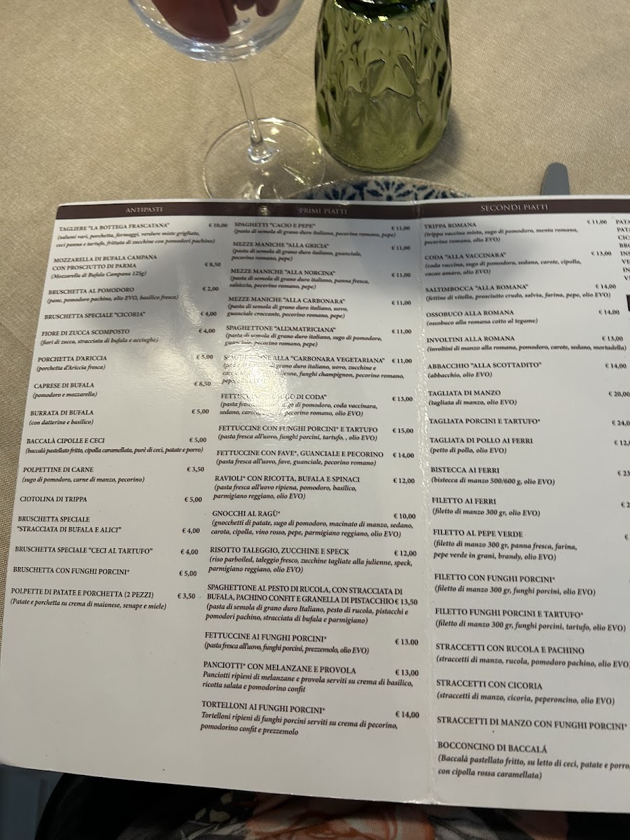 Menu Trattoria Pinseria La Bottega Frascatana-1