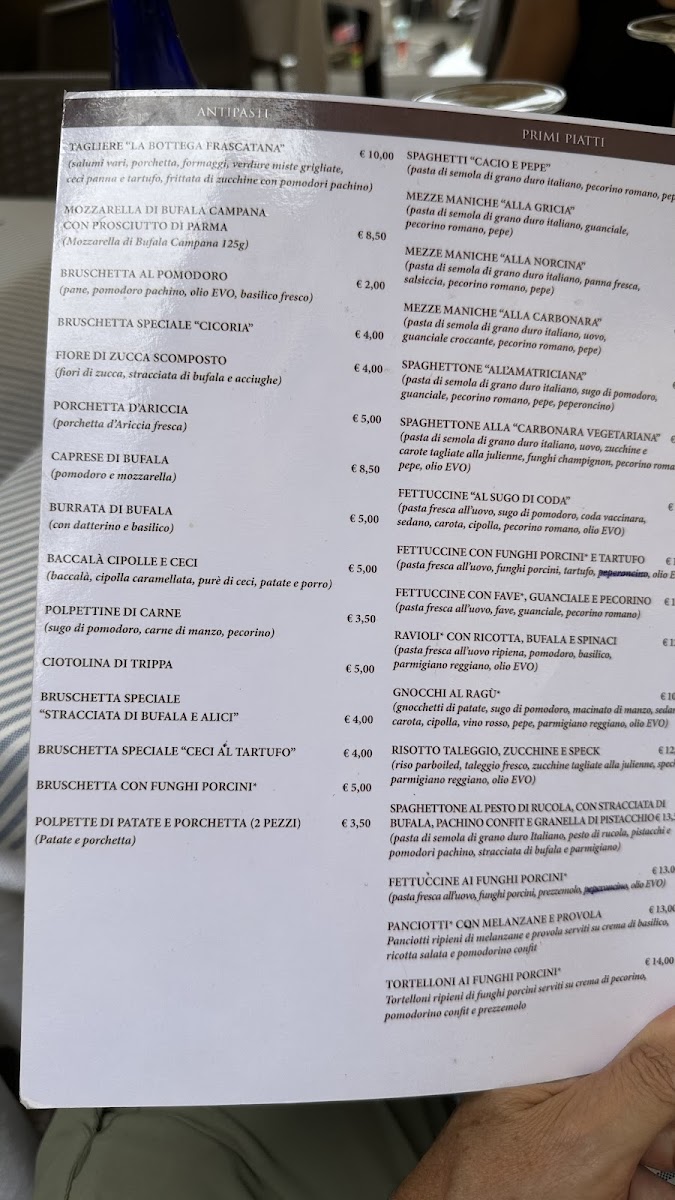 Menu Trattoria Pinseria La Bottega Frascatana-2