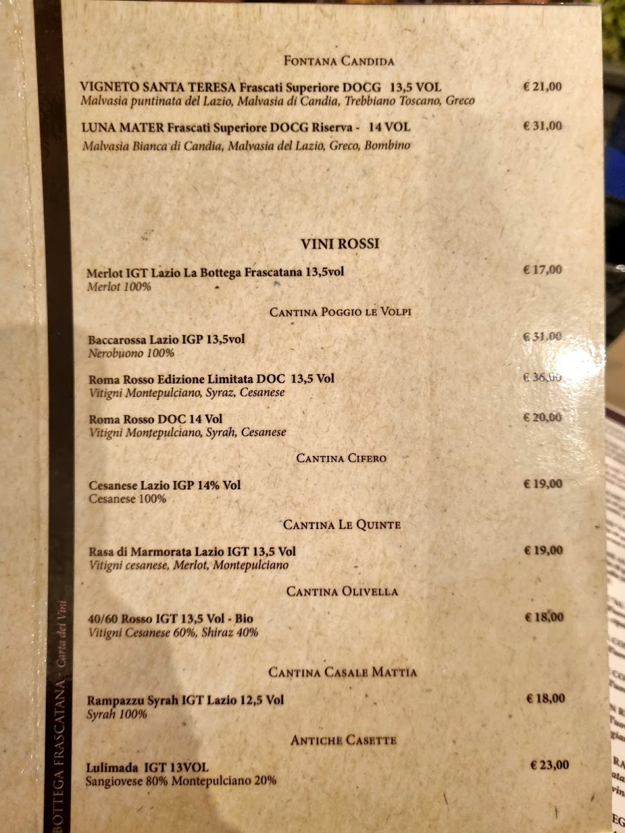 Menu Trattoria Pinseria La Bottega Frascatana-4