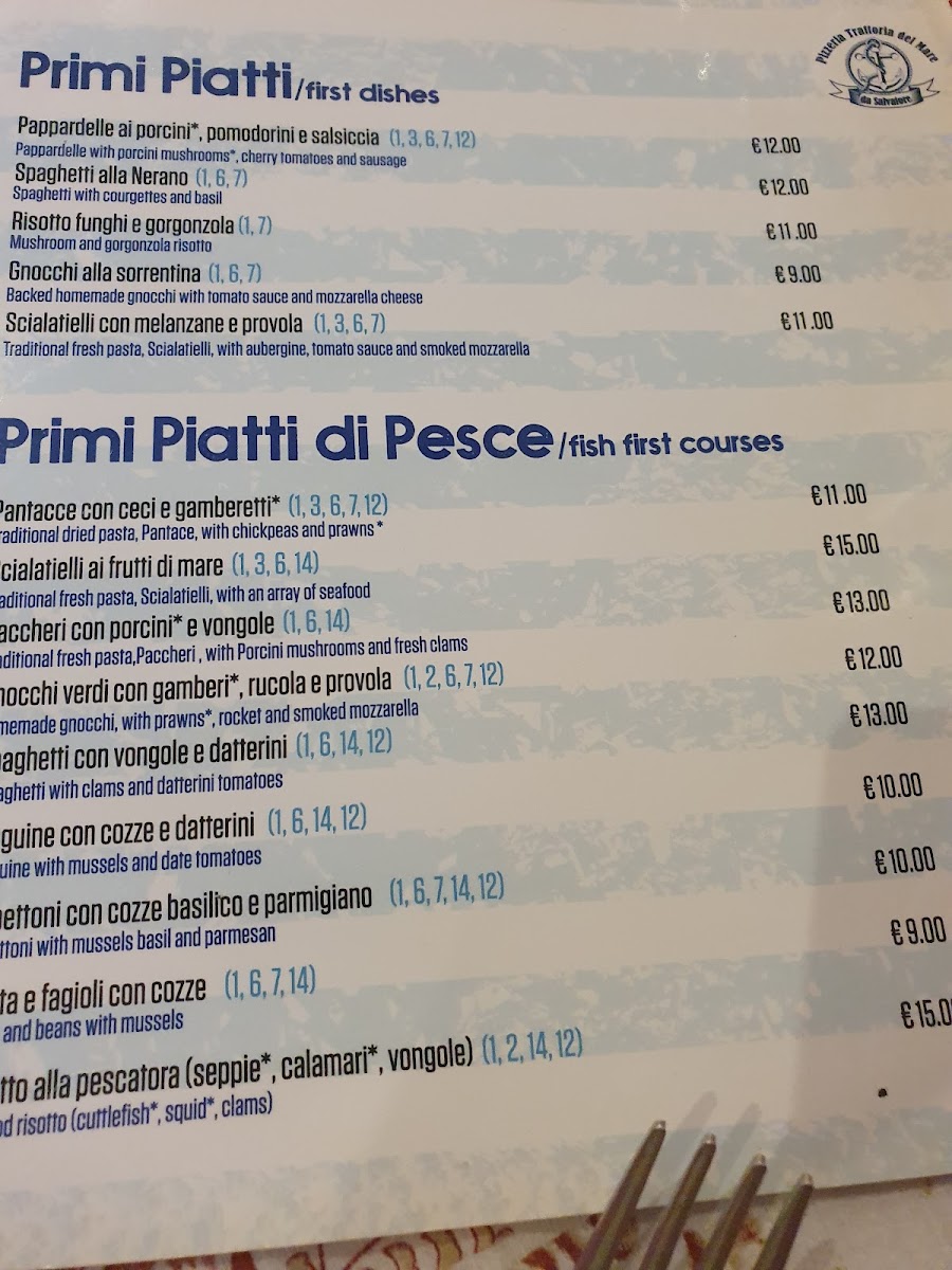 Menu Trattoria Pizzeria Del Mare Da Salvatore-1
