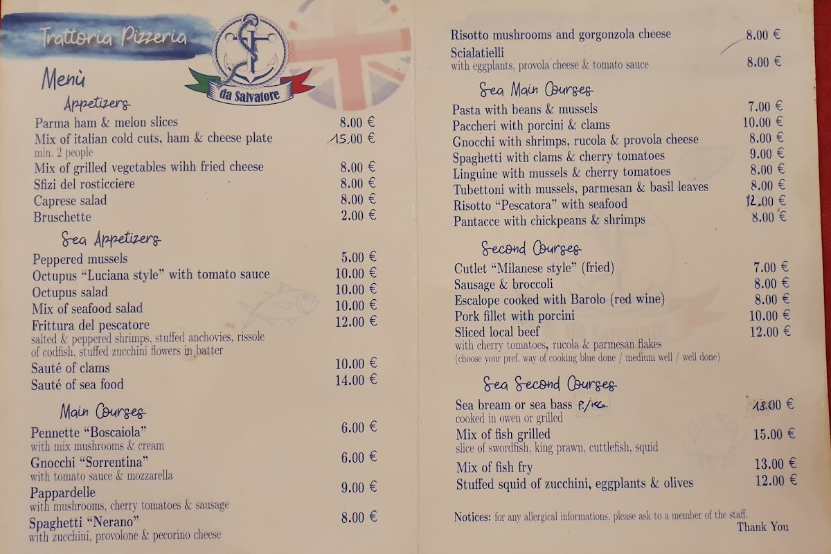 Menu Trattoria Pizzeria Del Mare Da Salvatore-8