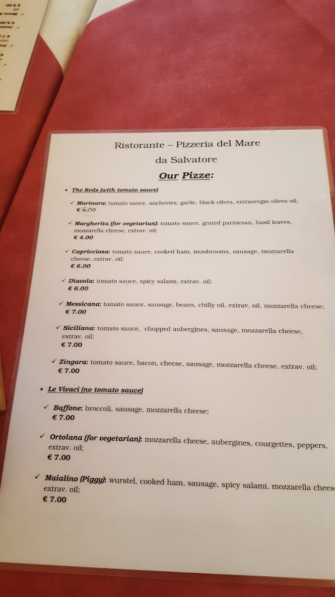 Menu Trattoria Pizzeria Del Mare Da Salvatore-9
