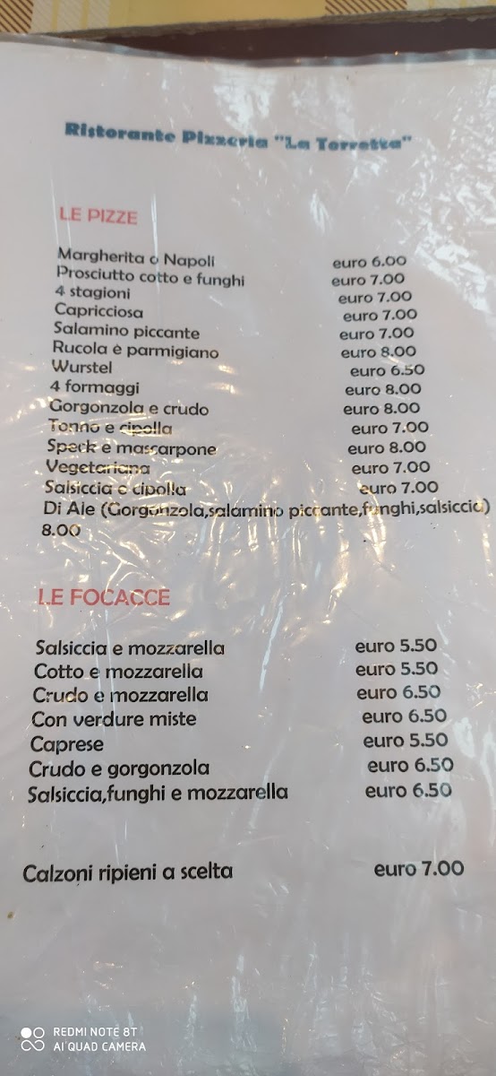 Menu Trattoria Pizzeria La Torretta-1