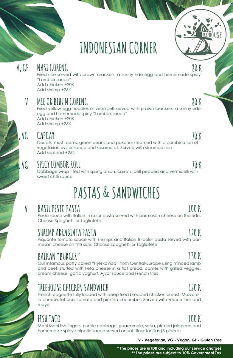 Menu Treehouse Restaurant & Bar Kuta Lombok-1
