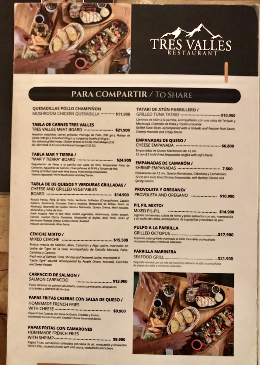 Menu Tres Valles Restaurant Lastarria-4