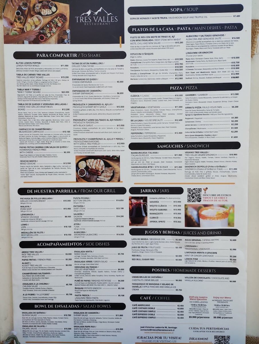 Menu Tres Valles Restaurant Lastarria-6