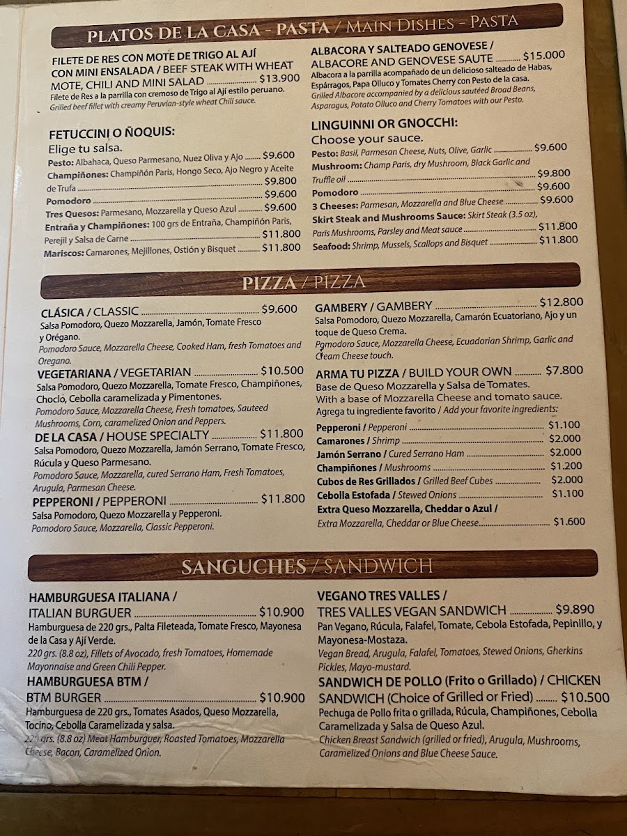 Menu Tres Valles Restaurant Lastarria-7