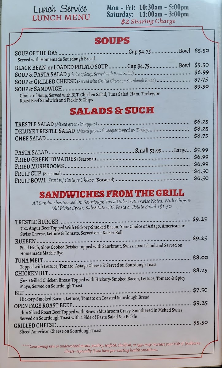 Menu Trestle Restaurant-5