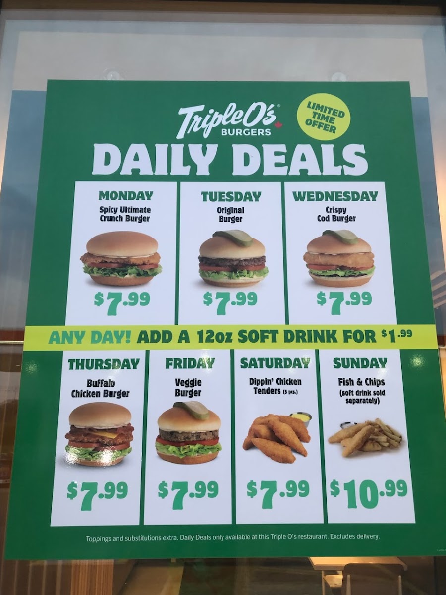 Menu Triple O's Dundas - At Pioneer-1