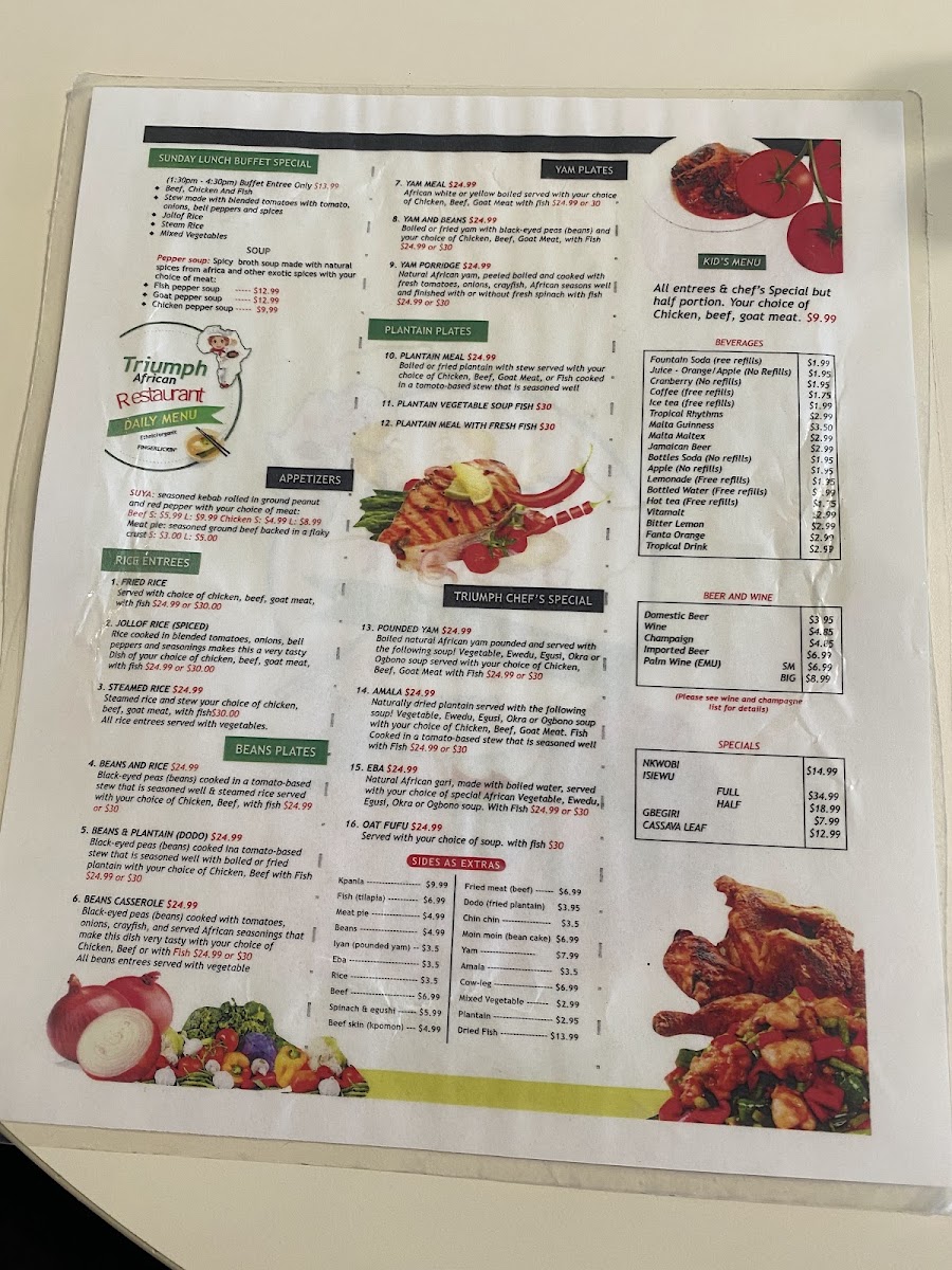 Menu Triumph African Restaurant & Market-1