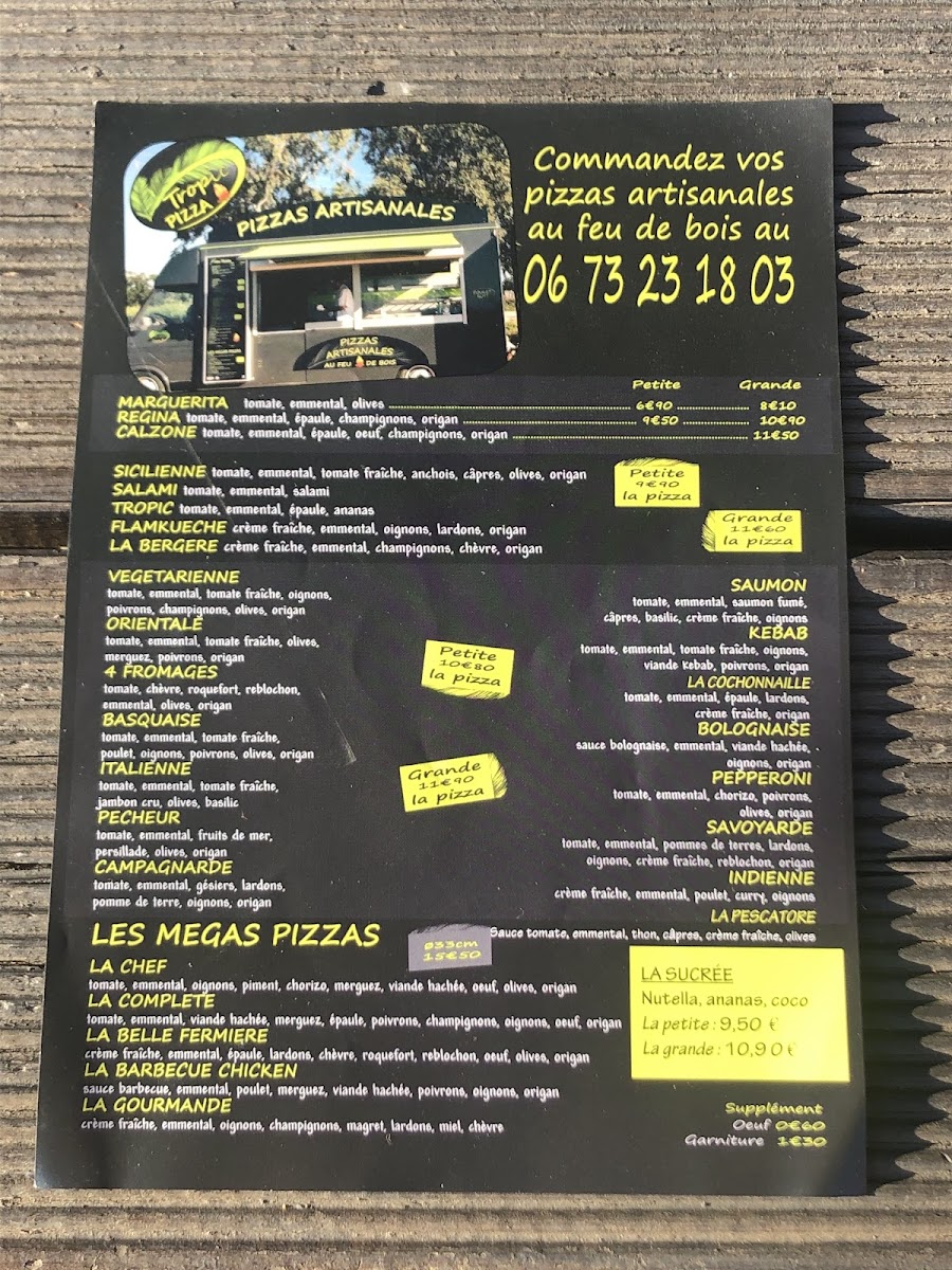 Menu Tropic Pizza: Pizzas Artisanales-1