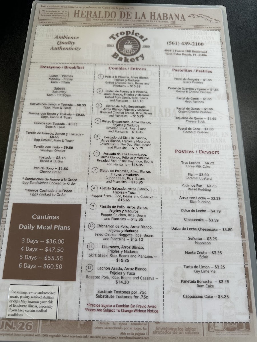 Menu Tropical Bakery & Restaurant-4