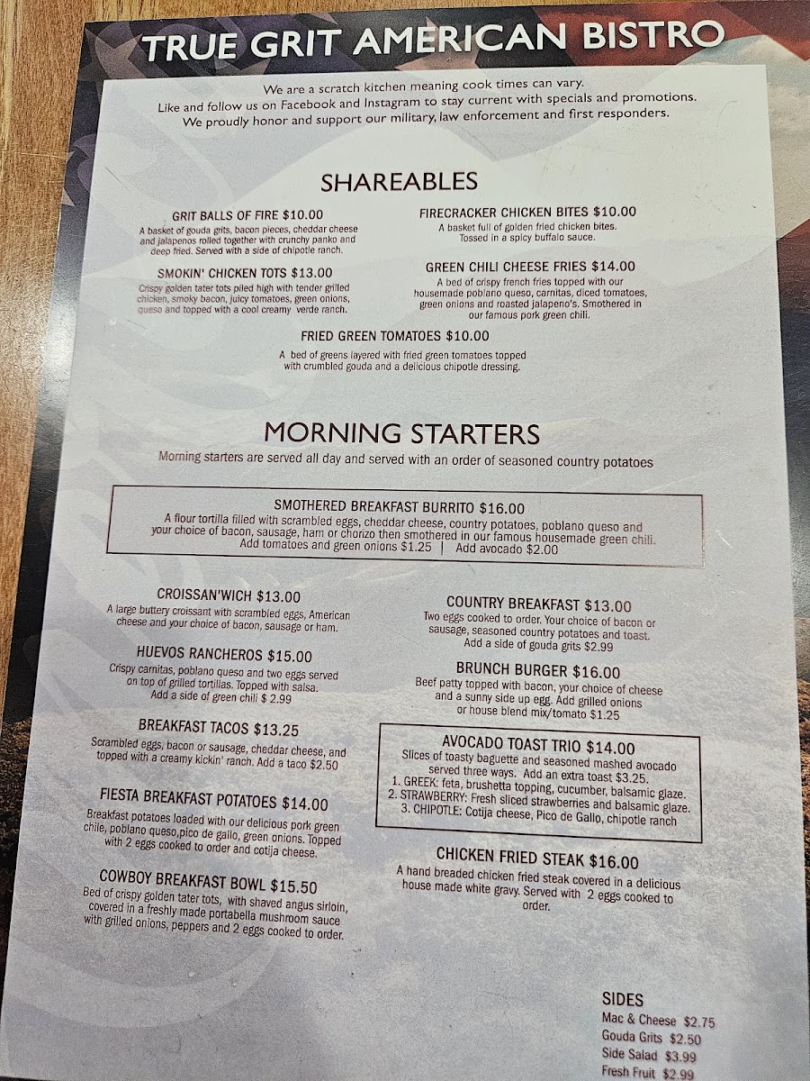 Menu True Grit American Bistro-2