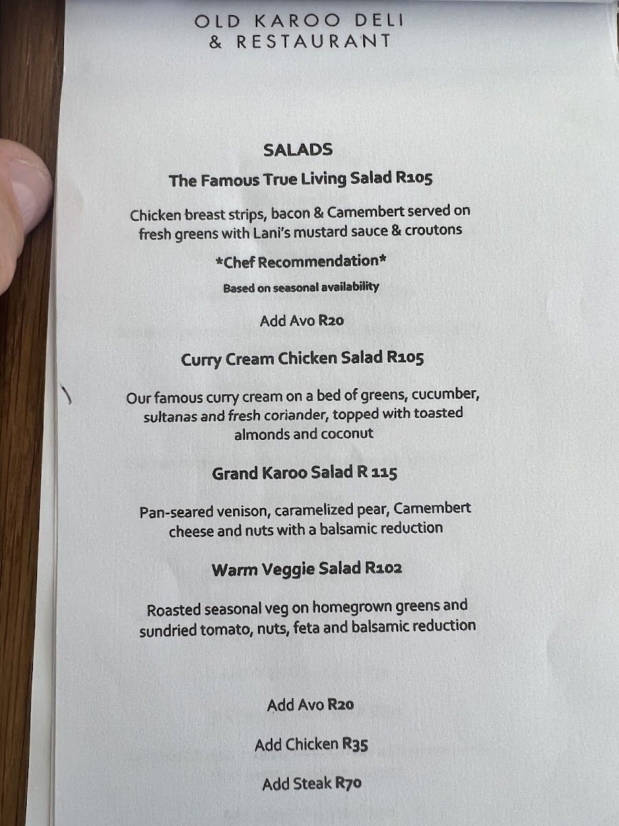 Menu True Living Old Karoo Deli & Restaurant-2