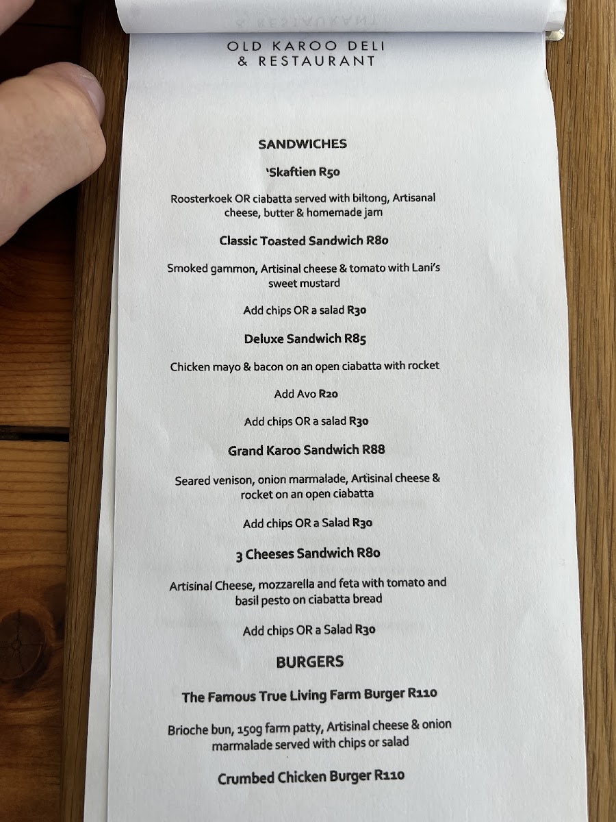 Menu True Living Old Karoo Deli & Restaurant-6