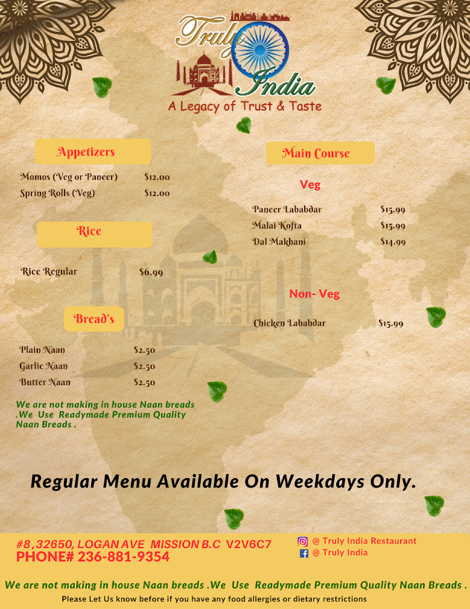 Menu Truly India-1