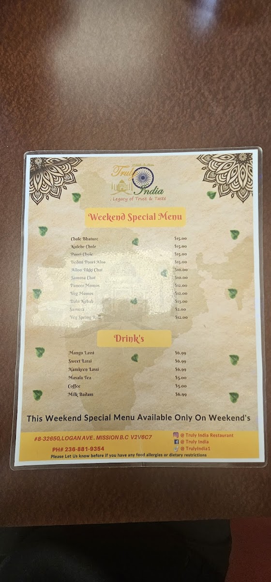 Menu Truly India-5