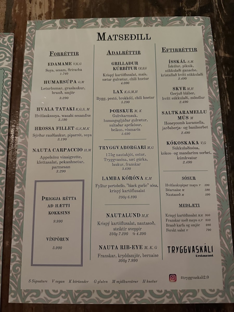 Menu Tryggvaskáli-8