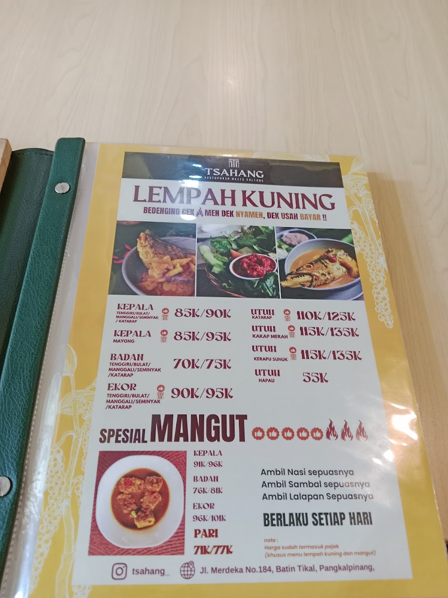 Menu Tsahang La Mira-1