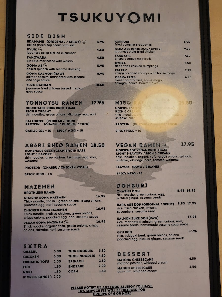Menu Tsukuyomi Ramen - Bois Franc + Kinoya Japanese Cuisine-2