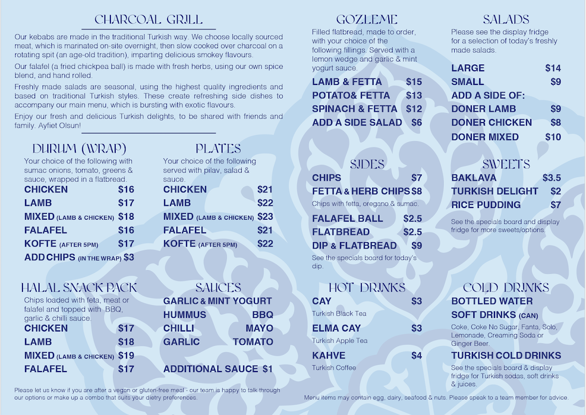 Menu Turkish Tukka Launceston-1