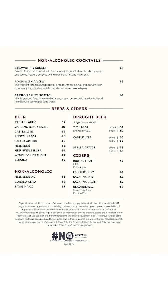 Menu Turn ŉ Tender Steakhouse Majik Forest-2