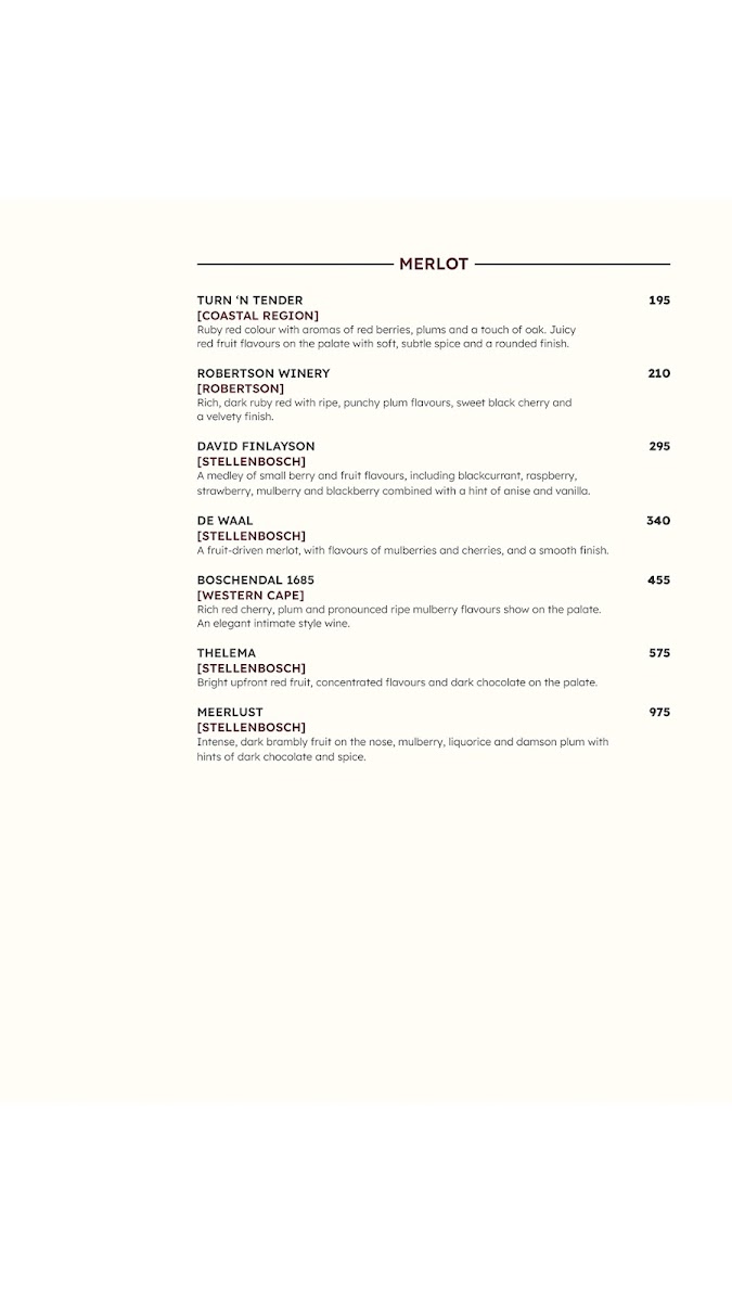 Menu Turn ŉ Tender Steakhouse Majik Forest-8