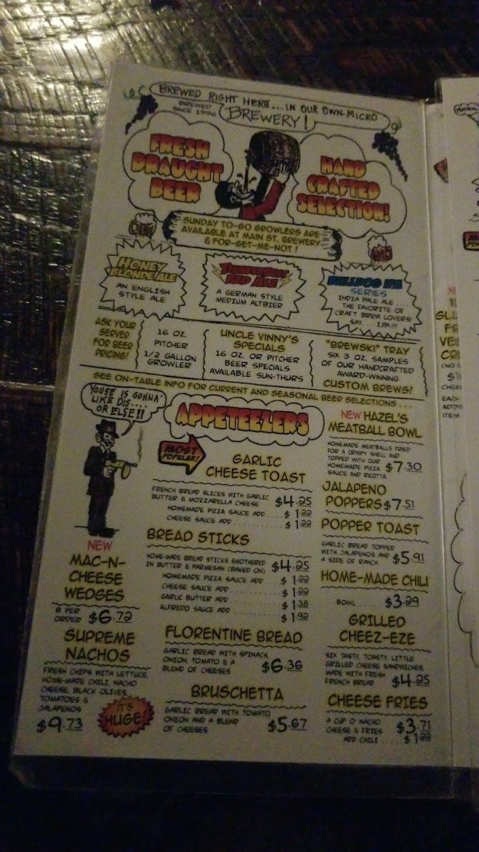 Menu Turoni's Pizzery & Brewery-1