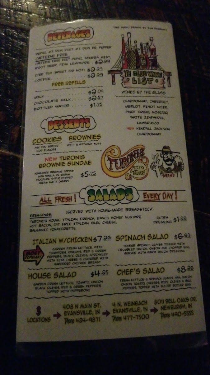 Menu Turoni's Pizzery & Brewery-2