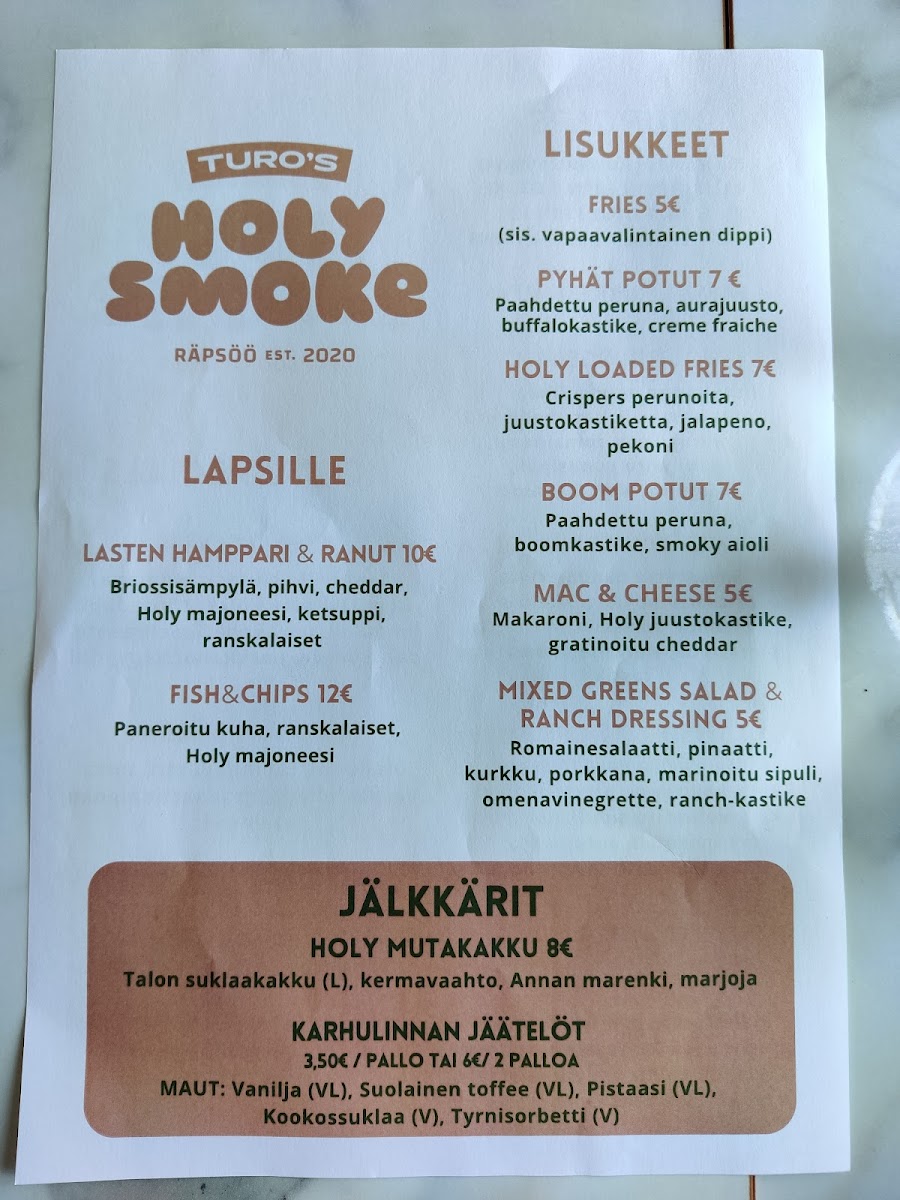Menu Turo's Holy Smoke-4