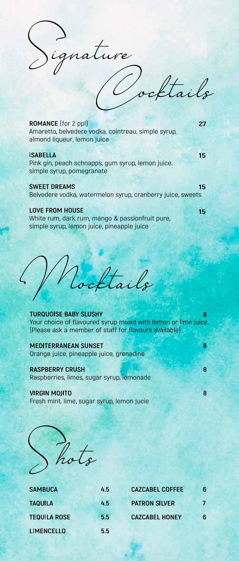 Menu Turquoise Kitchen Bar & Grill-9