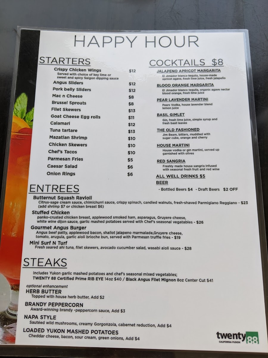 Menu Twenty 88 Gourmet Fusion-5