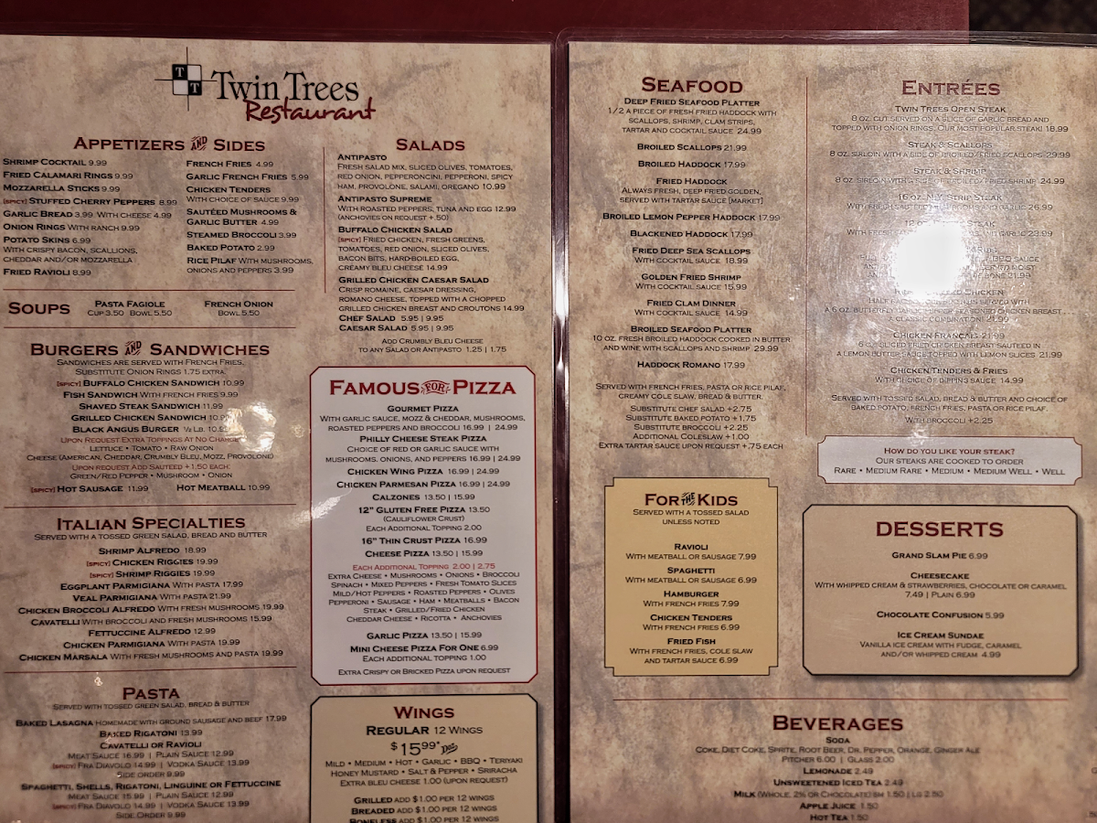 Menu Twin Trees Restaurant-1