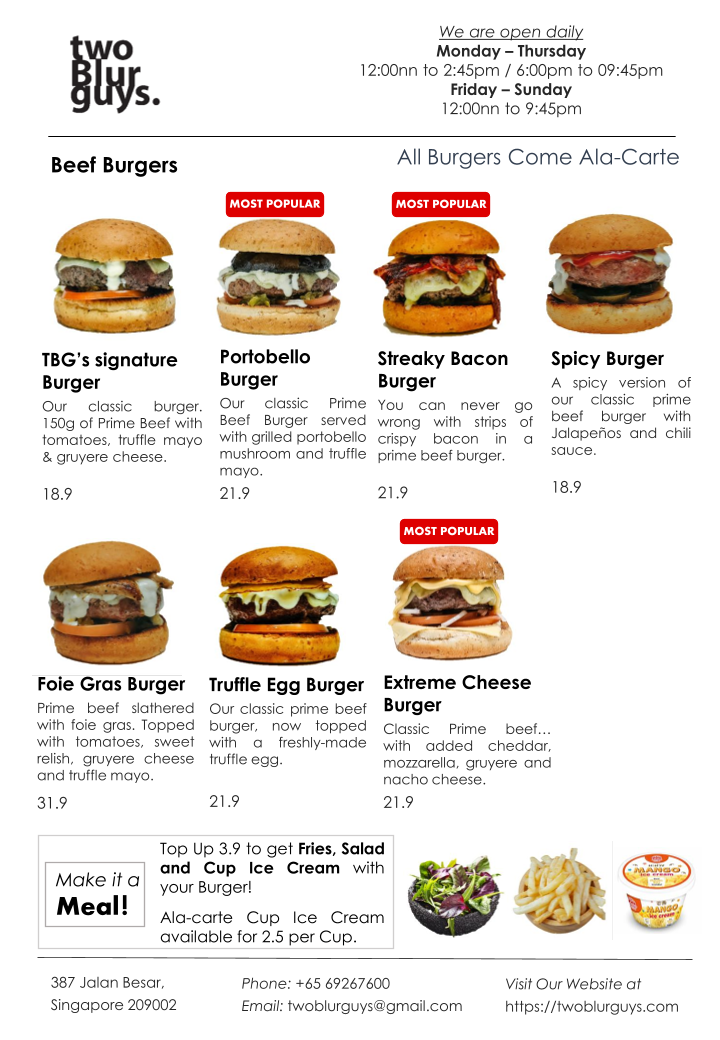 Menu Two Blur Guys @ Jalan Besar-2