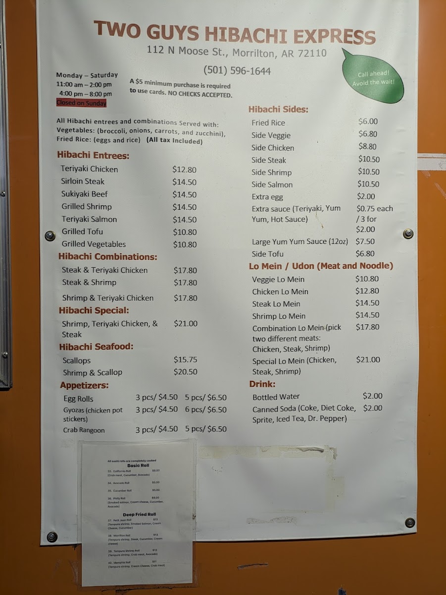 Menu Two Guys Hibachi Express-1