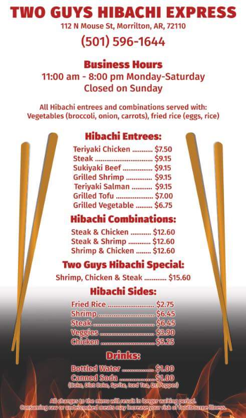 Menu Two Guys Hibachi Express-7