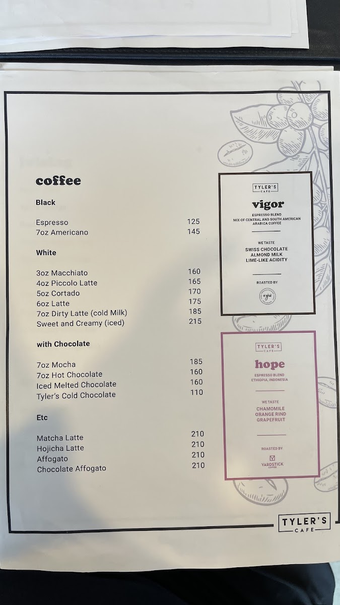 Menu Tyler's Cafe-1